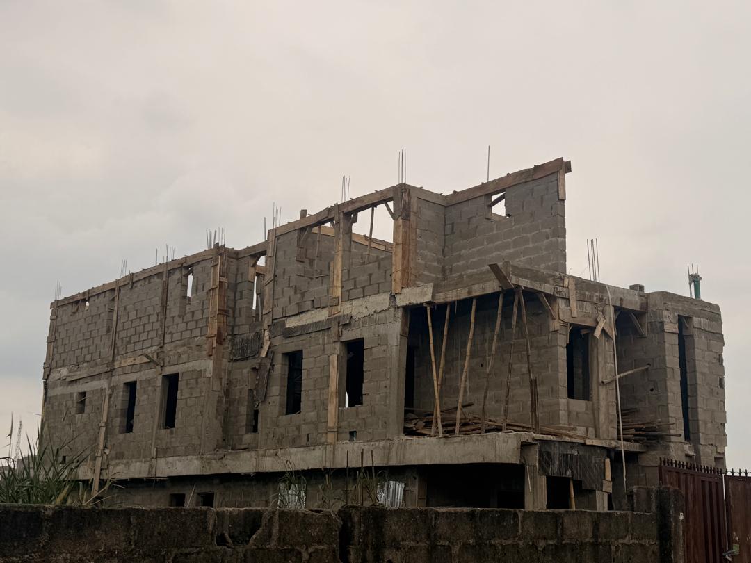 Structural shell and blockwork under construction